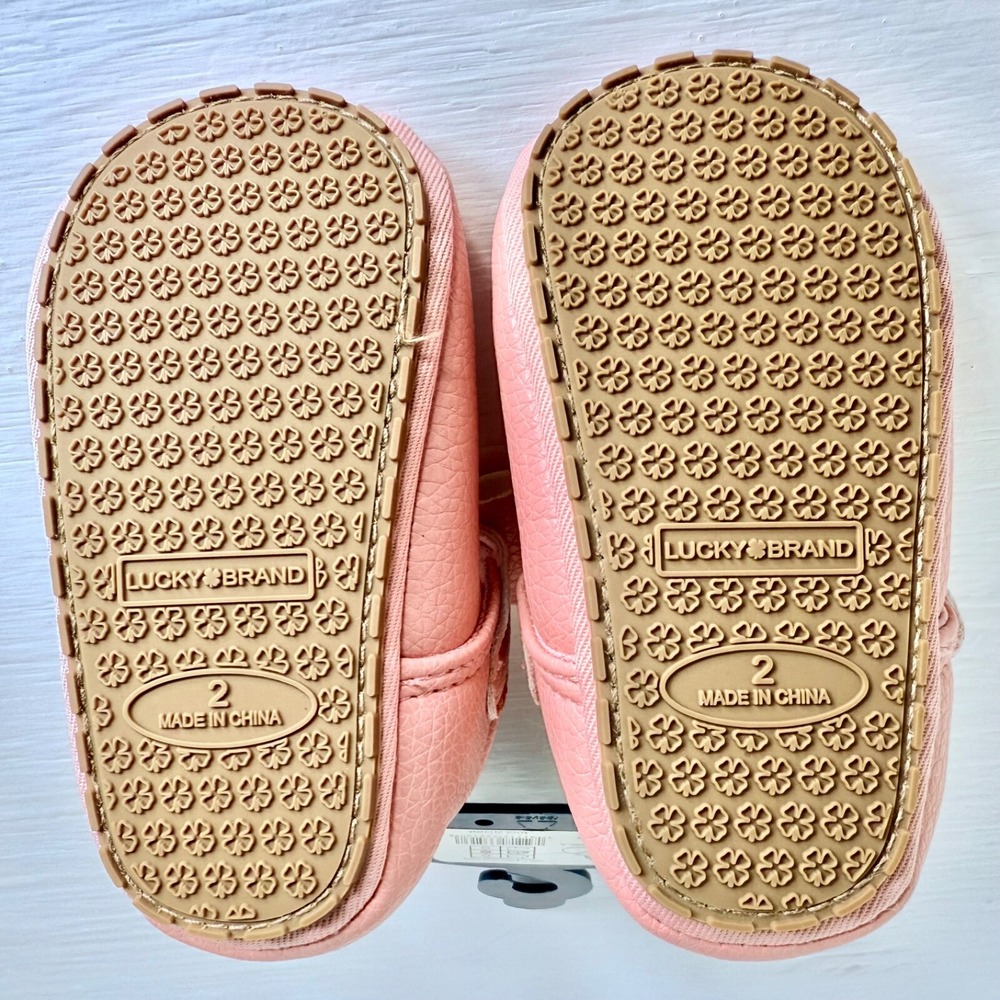 Lucky Brand MaryJane Baby Crib Shoes Blush,Faux Leather,Bow,Infant(2)3-6 MTHS - Picture 2 of 9